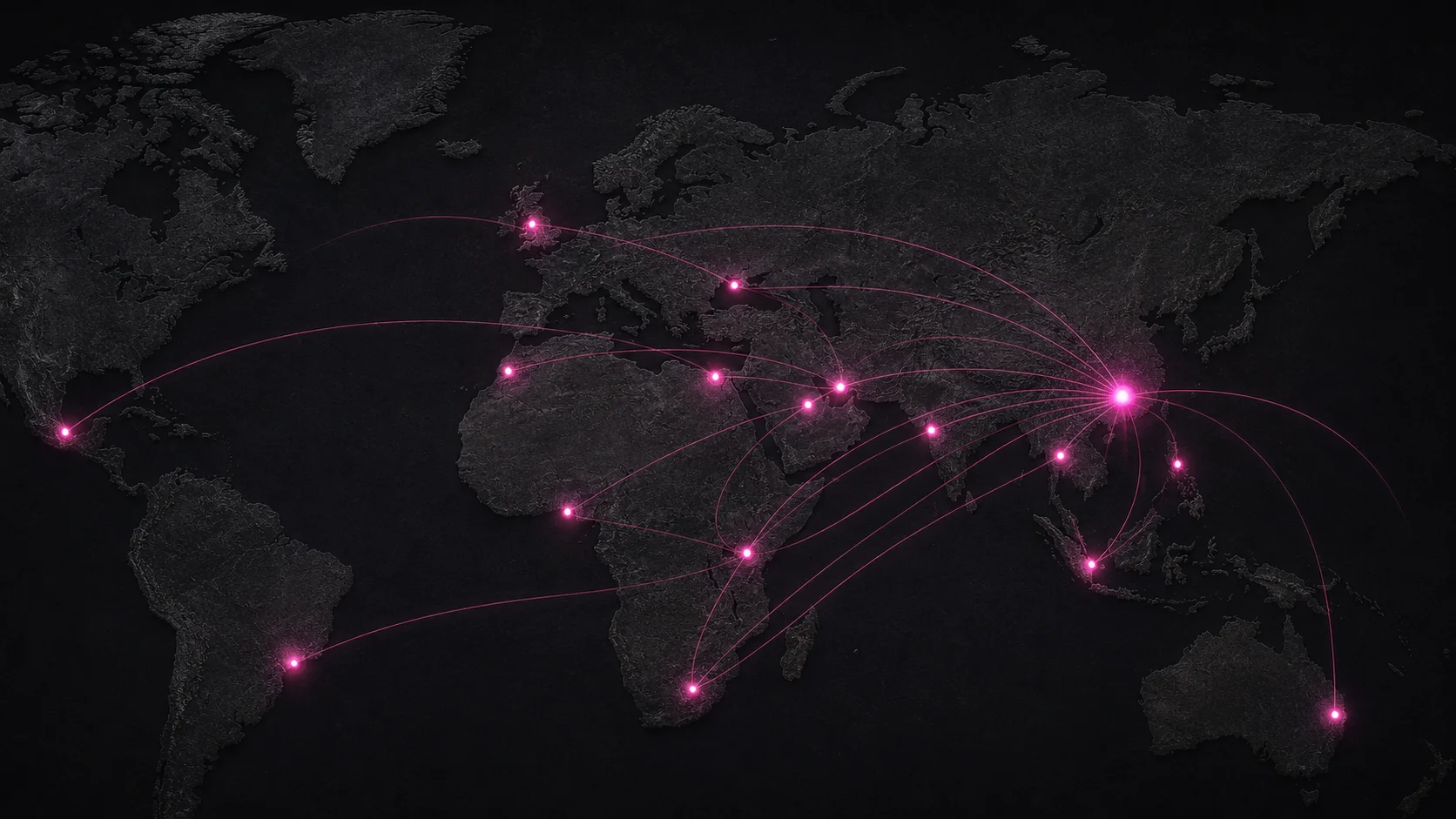 AOPIYA global partner network — Middle East, Africa, Southeast Asia, and 169+ countries