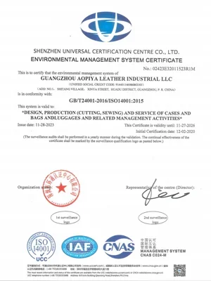 ISO 14001 environmental management system certificate